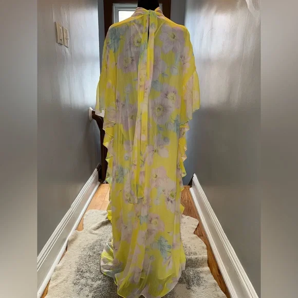 H&M Yellow and White Maxi Dress with Flutter Sleeves - Picture 6 of 8